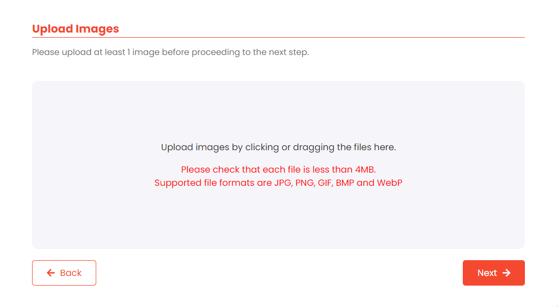 Step 2 upload images